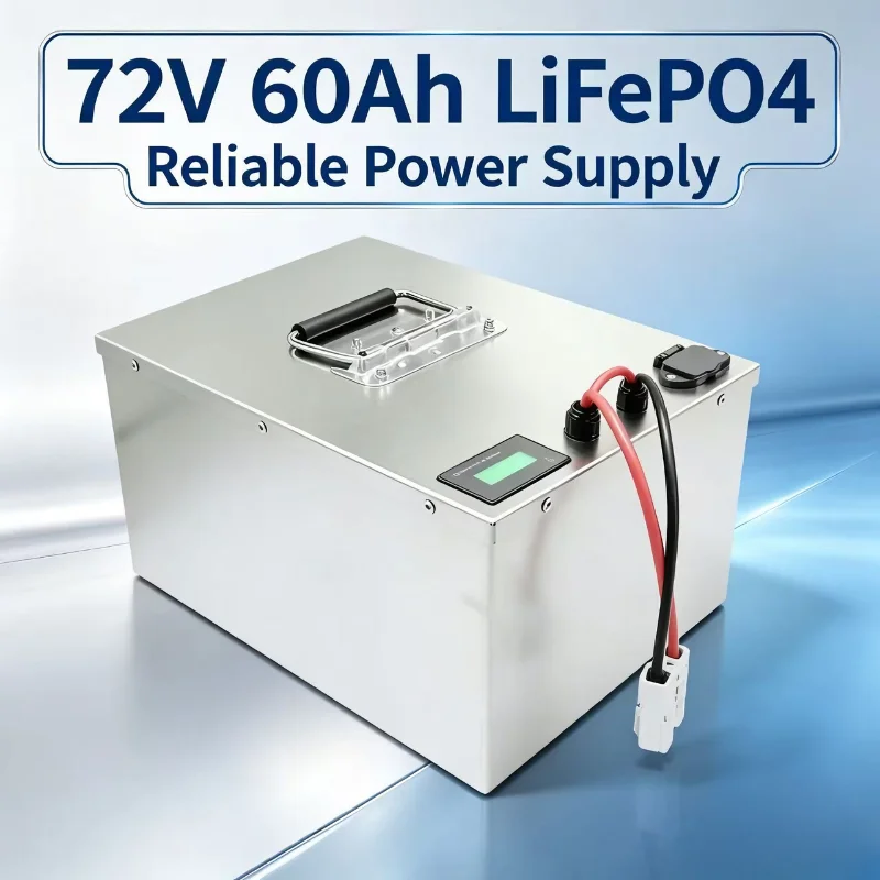 72V 60Ah Lifepo4 Battery Pack - 72V リチウム鉄リン酸バッテリー 60Ah、Bluetooth対応アプリによるBMS（バッテリー管理システム）搭載、電動スクーター、オートバイ、三輪車用のディープサイクルパワーバッテリーパック。